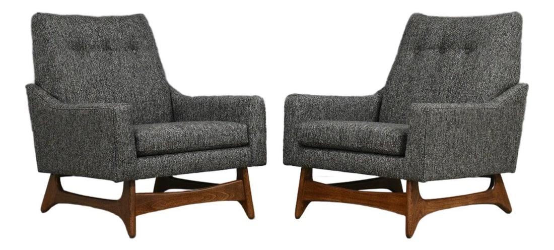 Pair of Kroehler Mid Century Charcoal Lounge Chairs in Pearsall Style (1 of 7)