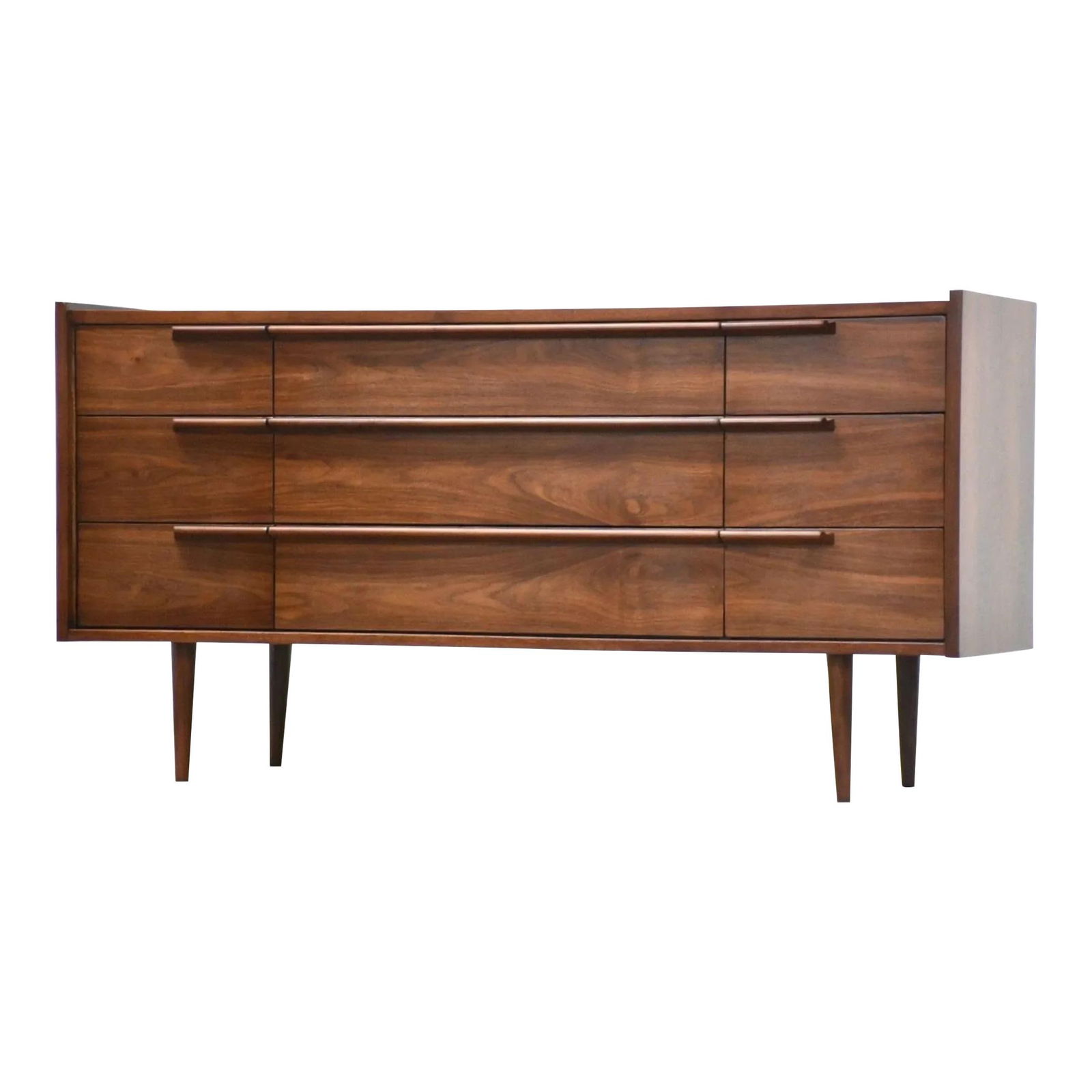 Mid Century Modern Walnut Dresser with Sculpted Drawer Pulls (1 of 9)