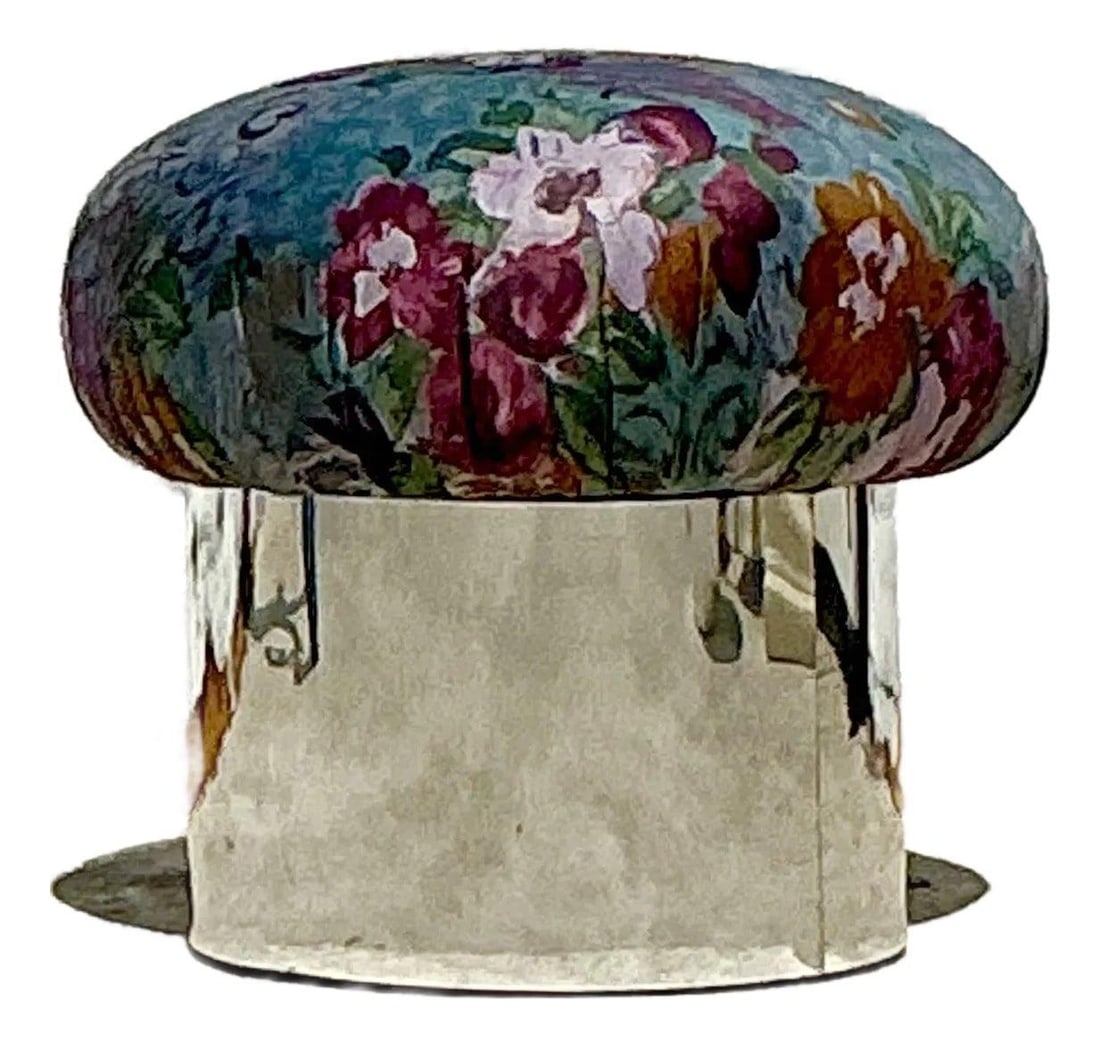 Vintage Boho Swivel Ottoman by Thayer Coggin Inspired with Floral Fabric (1 of 7)