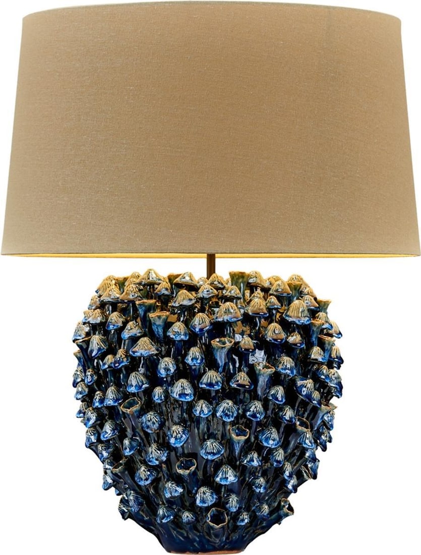 Nautical Vase Lamp Blue Sea Mushroom Design 16H 12W 12D (1 of 2)