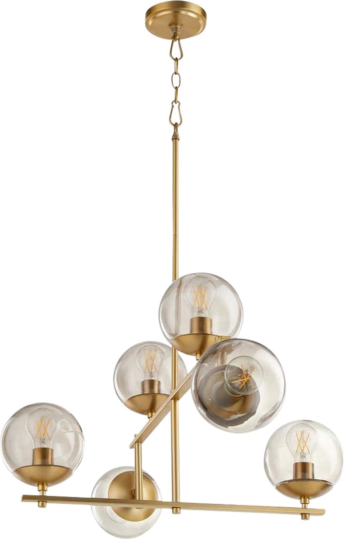 Cyan Edmonds 6-Light Spherical Aged Brass Smoke Chandelier: Cyan Edmonds 6-Light Spherical Aged Brass Smoke Chandelier Illuminate your space with the Elegant Spherical Edmonds Brass Chandelier, a stunning lighting fixture that combines Victorian style with mod