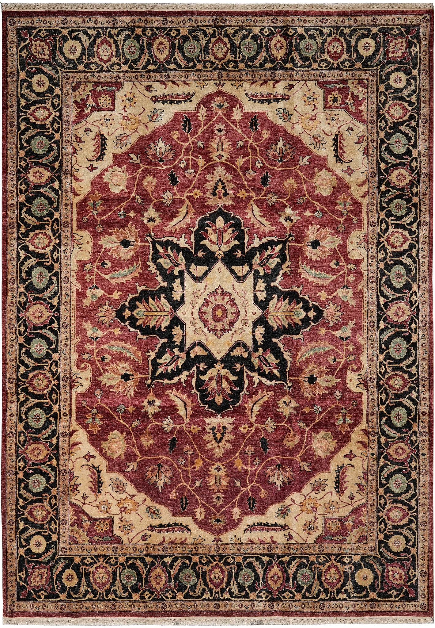 9 x 12 Serapi Chobi Peshawar Hand Knotted Wool Area Rug Beige Gold Rust (1 of 13)