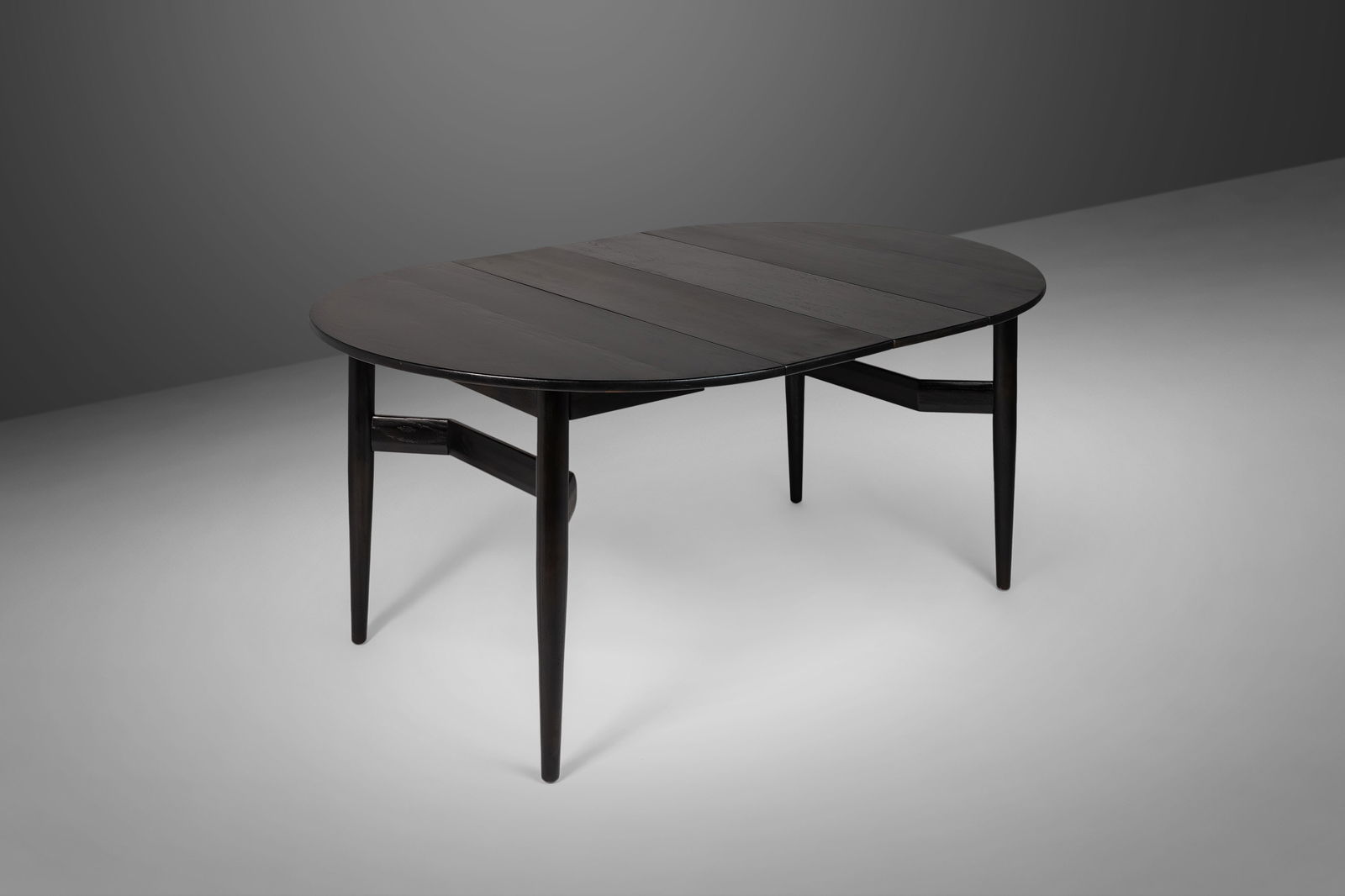 Mid Century Modern Ebonized Walnut Extension Dining Table with Architectural Legs (1 of 10)