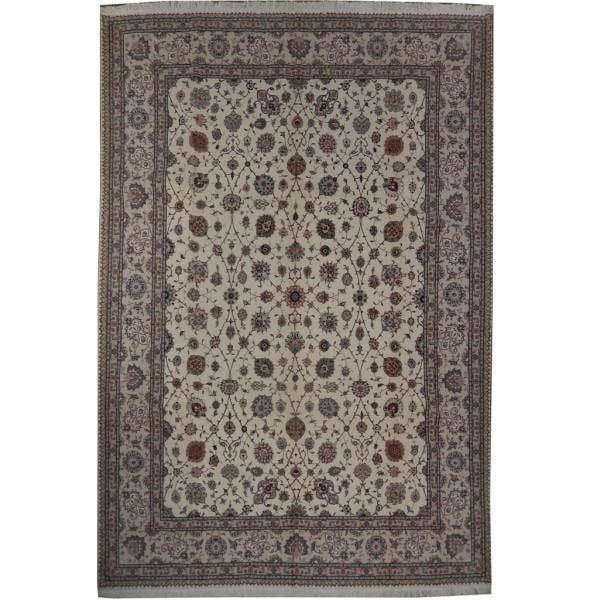 Elegant 8.3 x 12 Wool Silk Persian Tabriz Rug All Over Design: Elegant 8.3 x 12 Wool Silk Persian Tabriz Rug All Over Design Free continental US Shipping Enhance your living space with this exquisite 8.3 x 12 Persian Tabriz rug, crafted from high-quality wool and