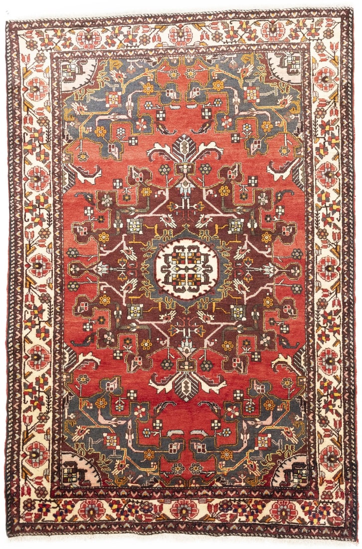 Hand-knotted wool area rug with vintage floral pattern 4'5 x 6'7 (1 of 13)