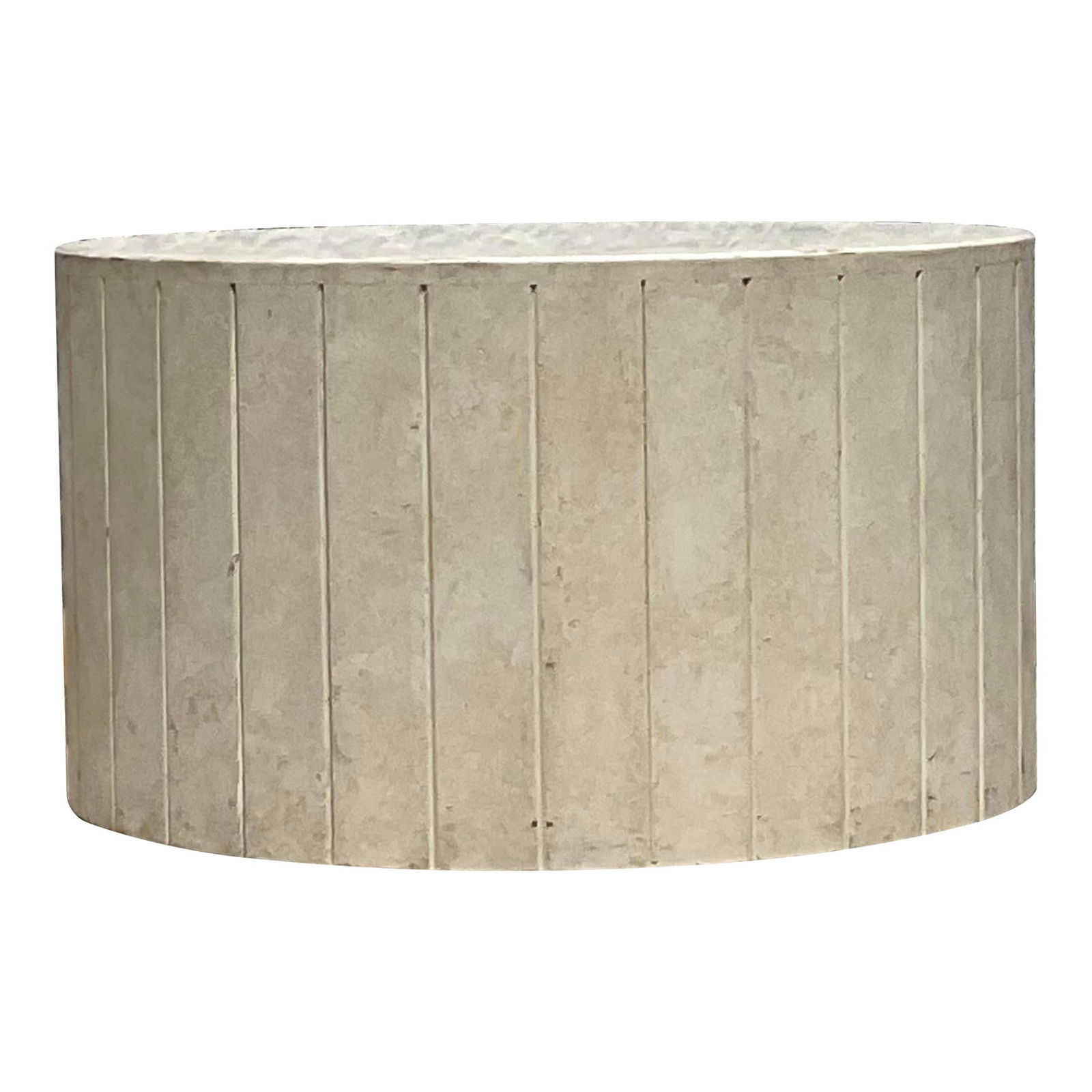 Vintage Boho Drum Coffee Table Natural Travertine 30x30x17 Eggshell (1 of 6)