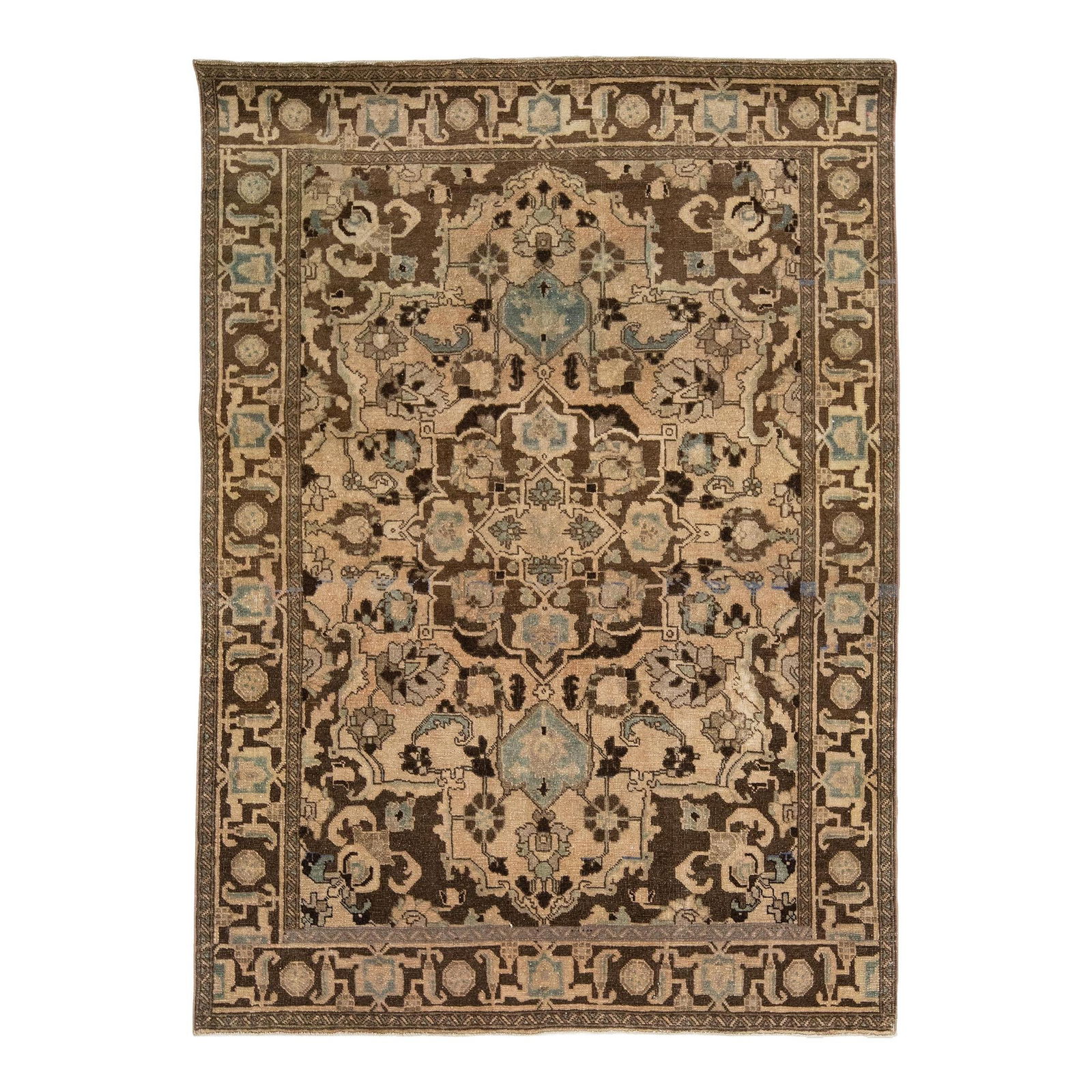 Vintage Persian Wool Scatter Rug 4'7 x 6'5 Medallion Design (1 of 8)