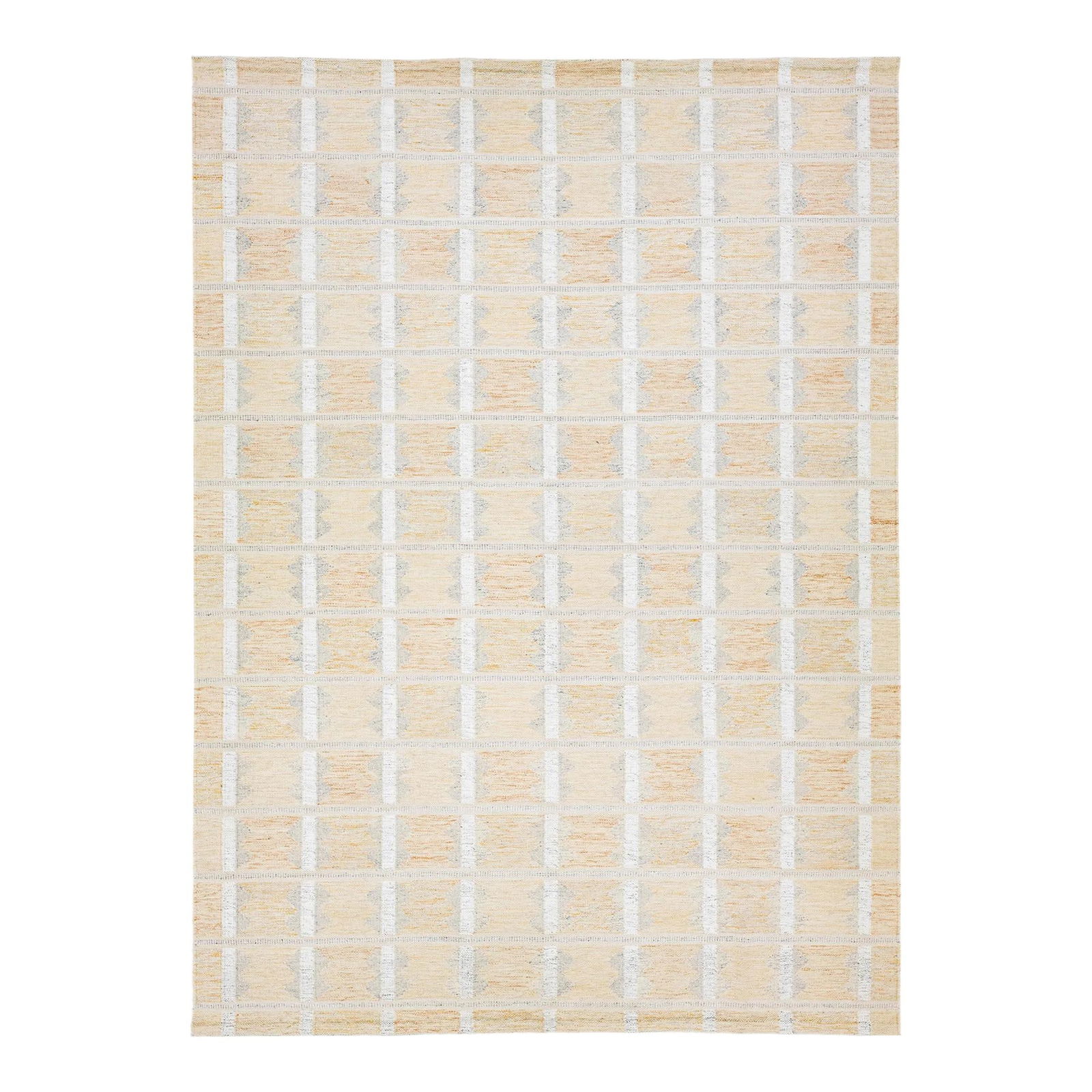 Handmade Modern Orange Wool Rug Swedish Style 10'2 x 13'9 Geometric Pattern (1 of 9)