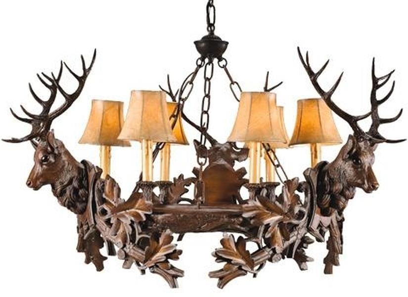 Rustic Lodge Stag Head Bowl Chandelier Resin UL-Listed 20H 32W 32D (1 of 1)