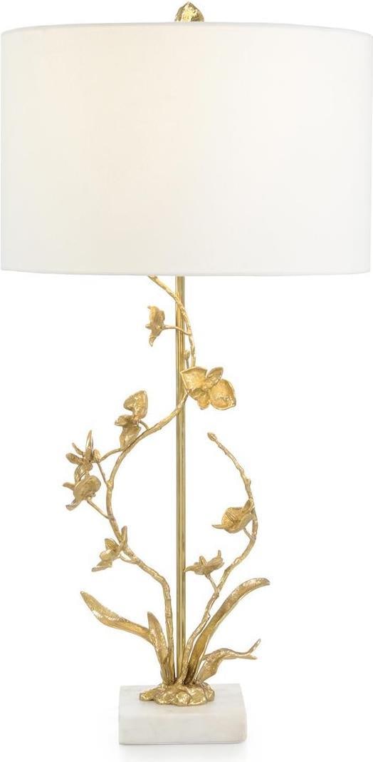 John-Richard Silva Ivory Table Lamp with Linen Shade and Brass Finial (1 of 2)