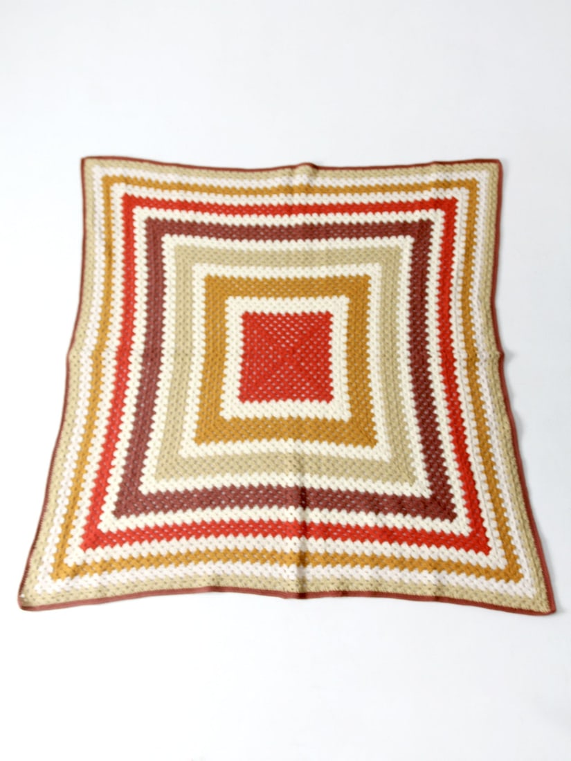 Vintage 1970s Handmade Crochet Granny Square Afghan Quilt 65 x 65 (1 of 13)