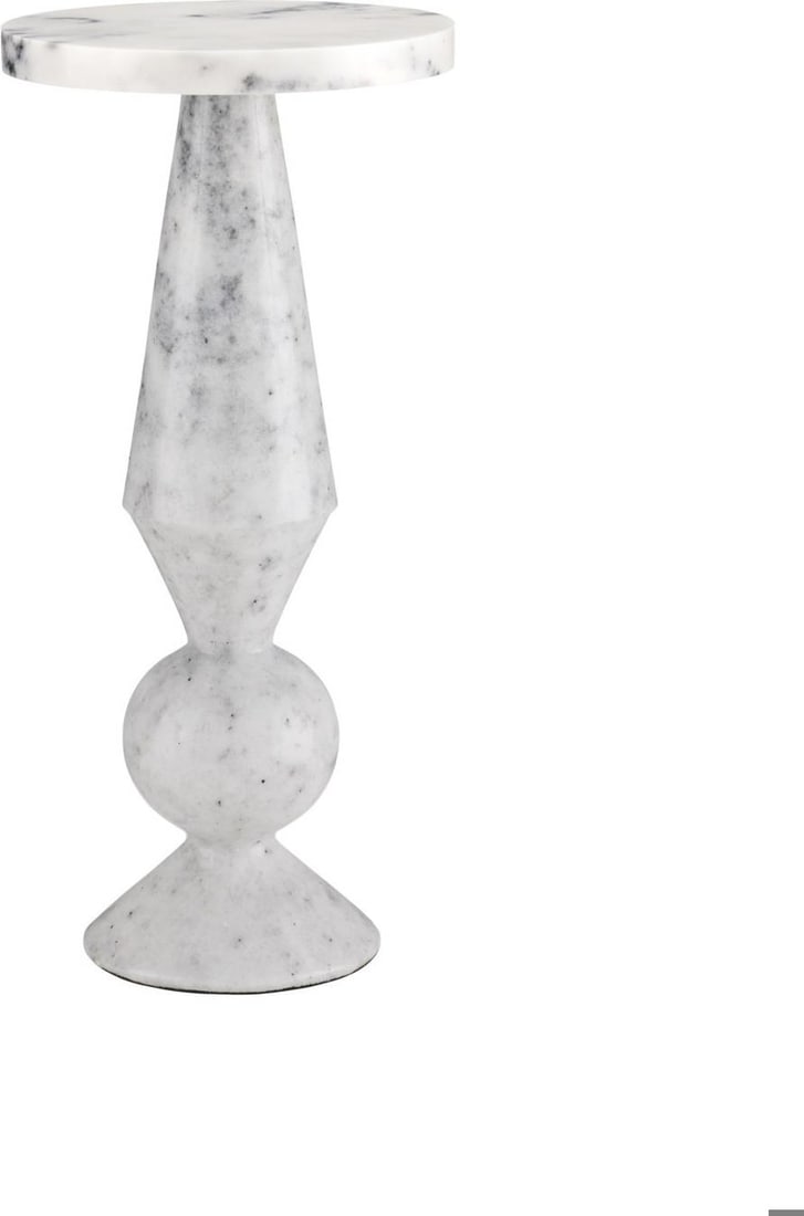 Currey Quince White Marble Accent Table 22H 10.5W 10.5D (1 of 3)