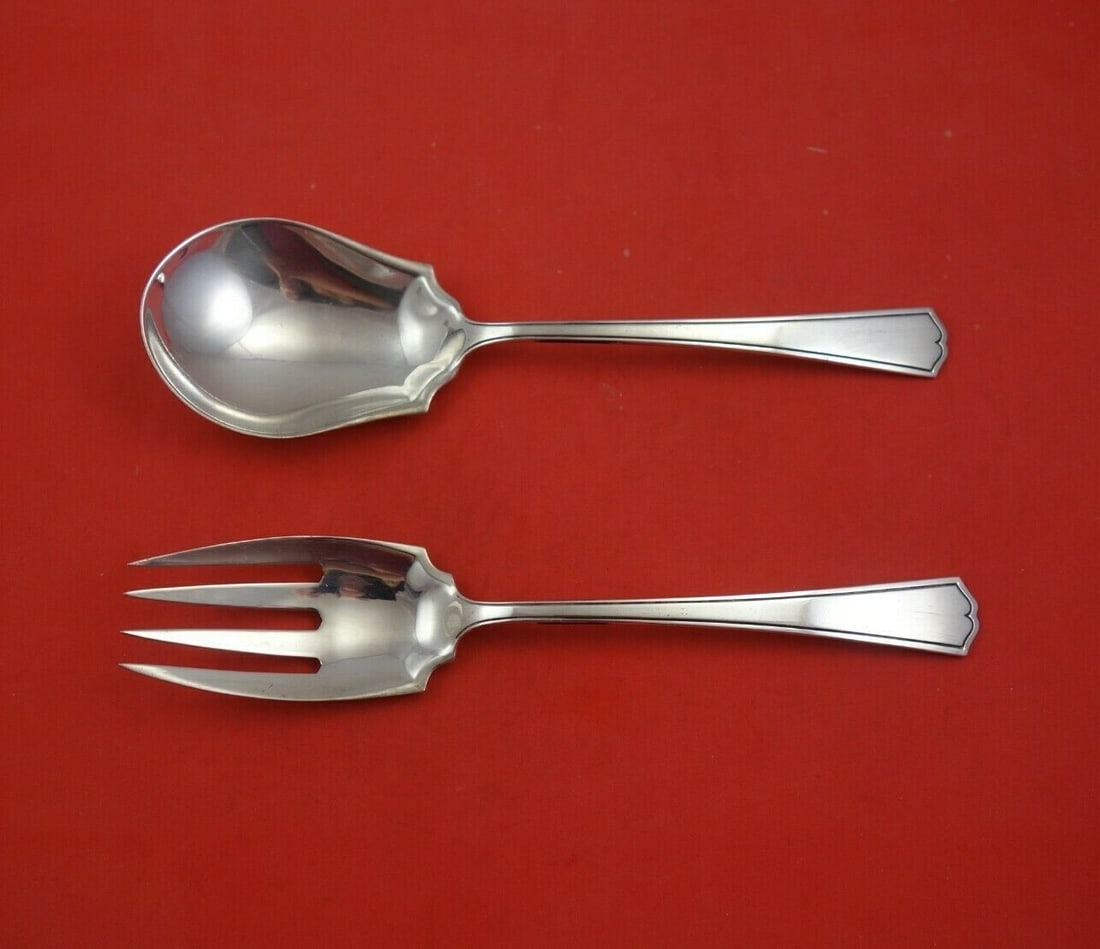 Alvin Chippendale New Sterling Silver Salad Serving Set 2pc 9 inch (1 of 3)