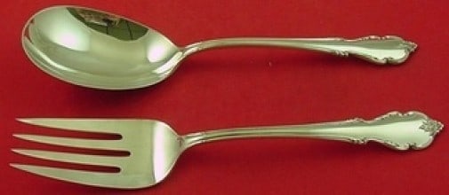 International Sterling Silver Salad Serving Set 2pc Breton Rose 9 inch (1 of 1)
