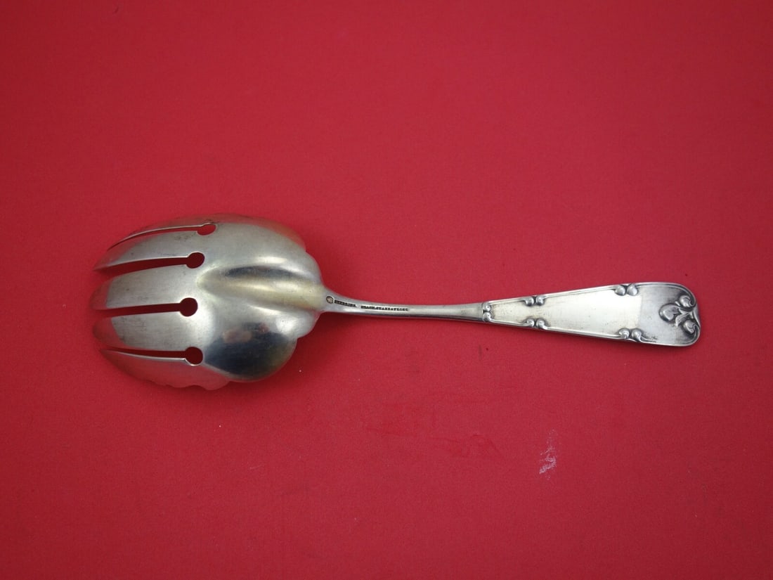 Durgin Scroll Sterling Silver Vegetable Serving Fork 9.25" - 2