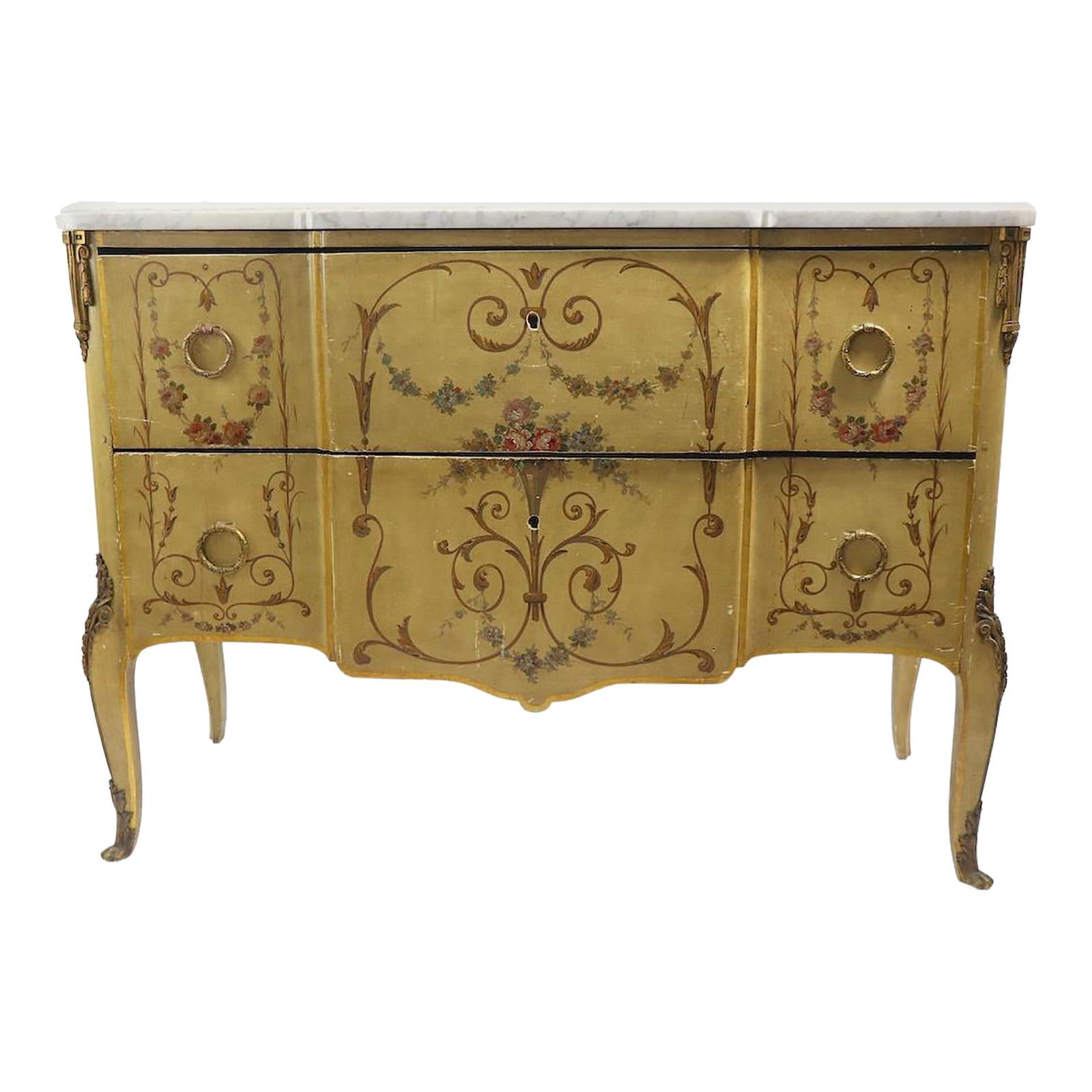 19th Century Antique Marble-Top Commode with Bronze Ormolu Trim (1 of 10)