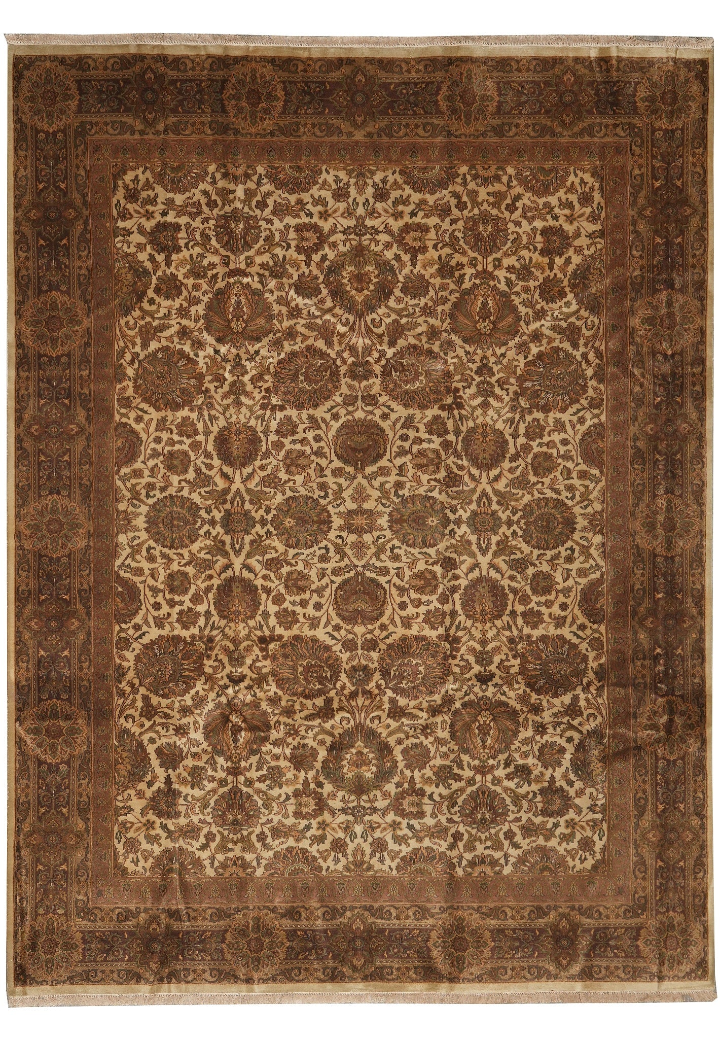 9 x 12 Jaipur Zigler Chobi Handmade Rug Dense Natural Wool: 9 x 12 Jaipur Zigler Chobi Handmade Rug Dense Natural Wool Free continental US Shipping This 9 x 12 Jaipur handmade rug is crafted from dense natural wool and features a traditional Zigler Chobi desig