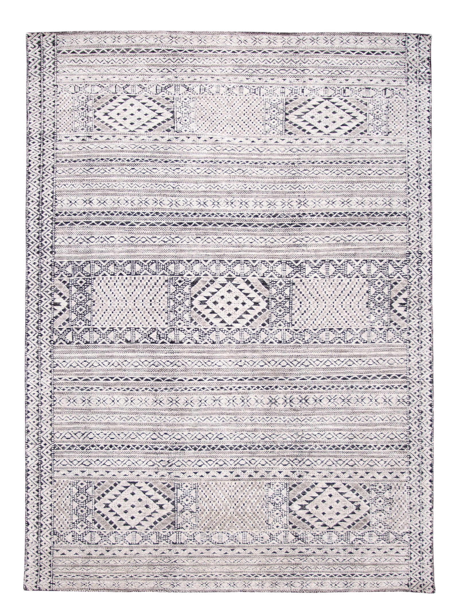 Contemporary Geometric High Low Wool Rug 9' x 12' Gray Black: Contemporary Geometric High Low Wool Rug 9' x 12' Gray Black Enhance your living space with this stunning 21st-century contemporary textured high-low wool rug. Hand-knotted in India, it features a lig