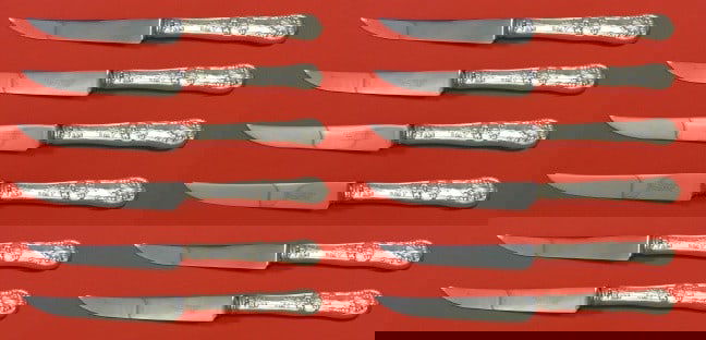 Tiffany & Co. English King Sterling Silver Steak Knife Set 12 pcs (1 of 7)