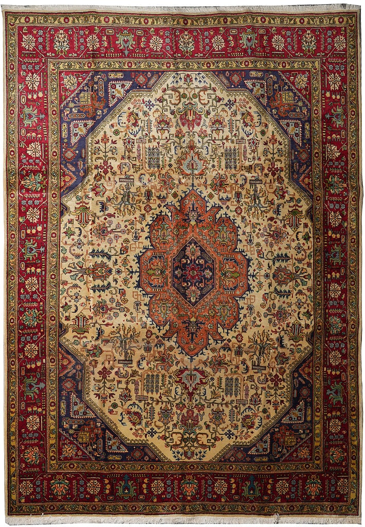 Persian Tabriz Hand-Knotted Wool Rug 118 x 158 Estate 1970s Iran (1 of 14)