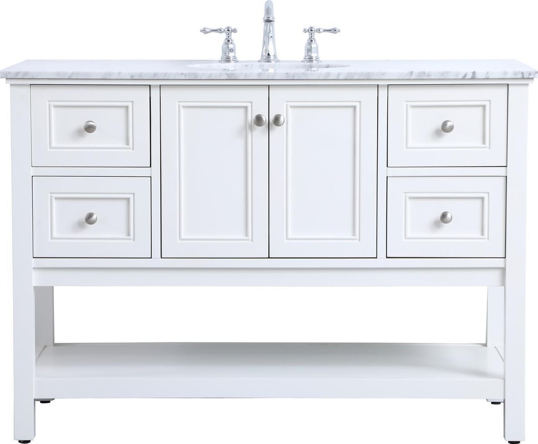 Elegant Lighting Modern White Bathroom Vanity Solid Wood Brushed Nickel Finish (1 of 1)