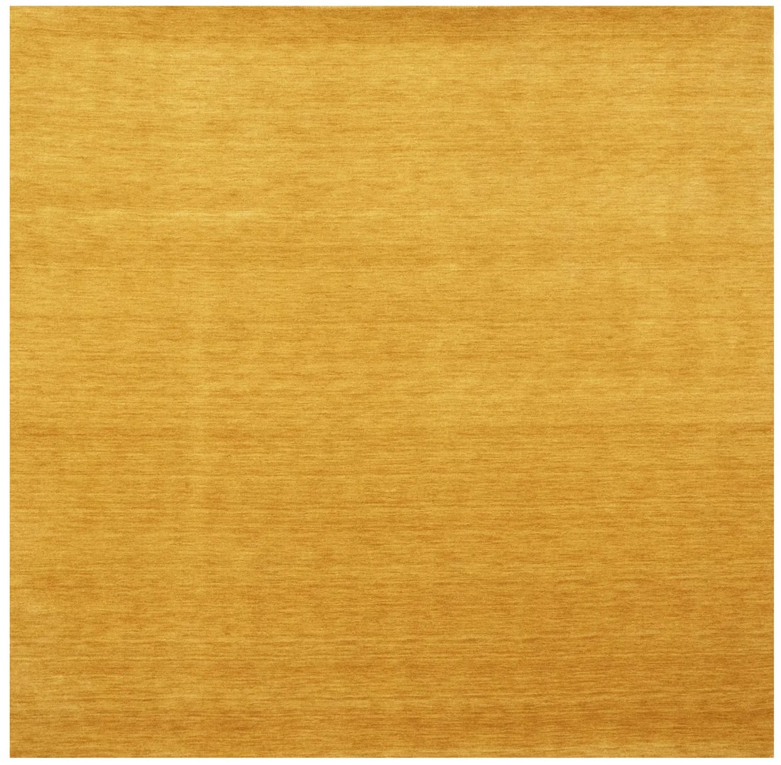 Golden Peach Hand-Loomed Gabbeh Wool Square Rug 8X8 Modern Design: Golden Peach Hand-Loomed Gabbeh Wool Square Rug 8X8 Modern Design Enhance your space with this beautiful Golden Peach Solid Design Hand-Loomed Gabbeh Wool Square Rug. Measuring 7'11" x 8'0", this area