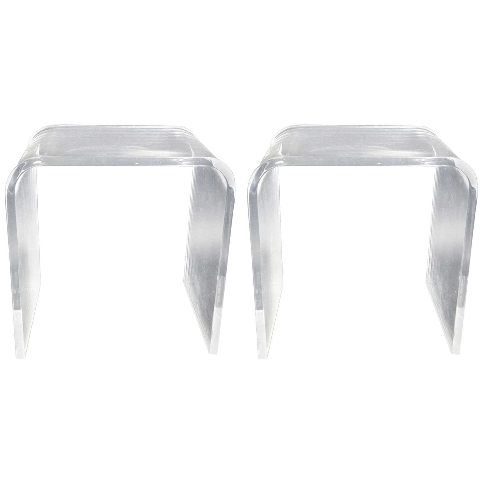 Vintage Lucite Waterfall Side Tables Pair 1970s-1980s (1 of 9)