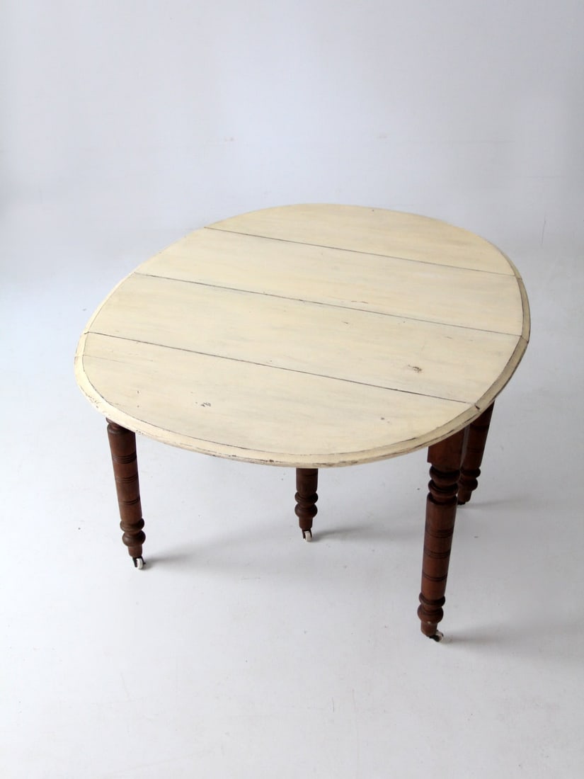 Antique Drop Leaf Dining Table with Five Turned Legs - 15