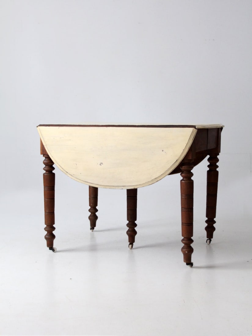 Antique Drop Leaf Dining Table with Five Turned Legs (1 of 16)