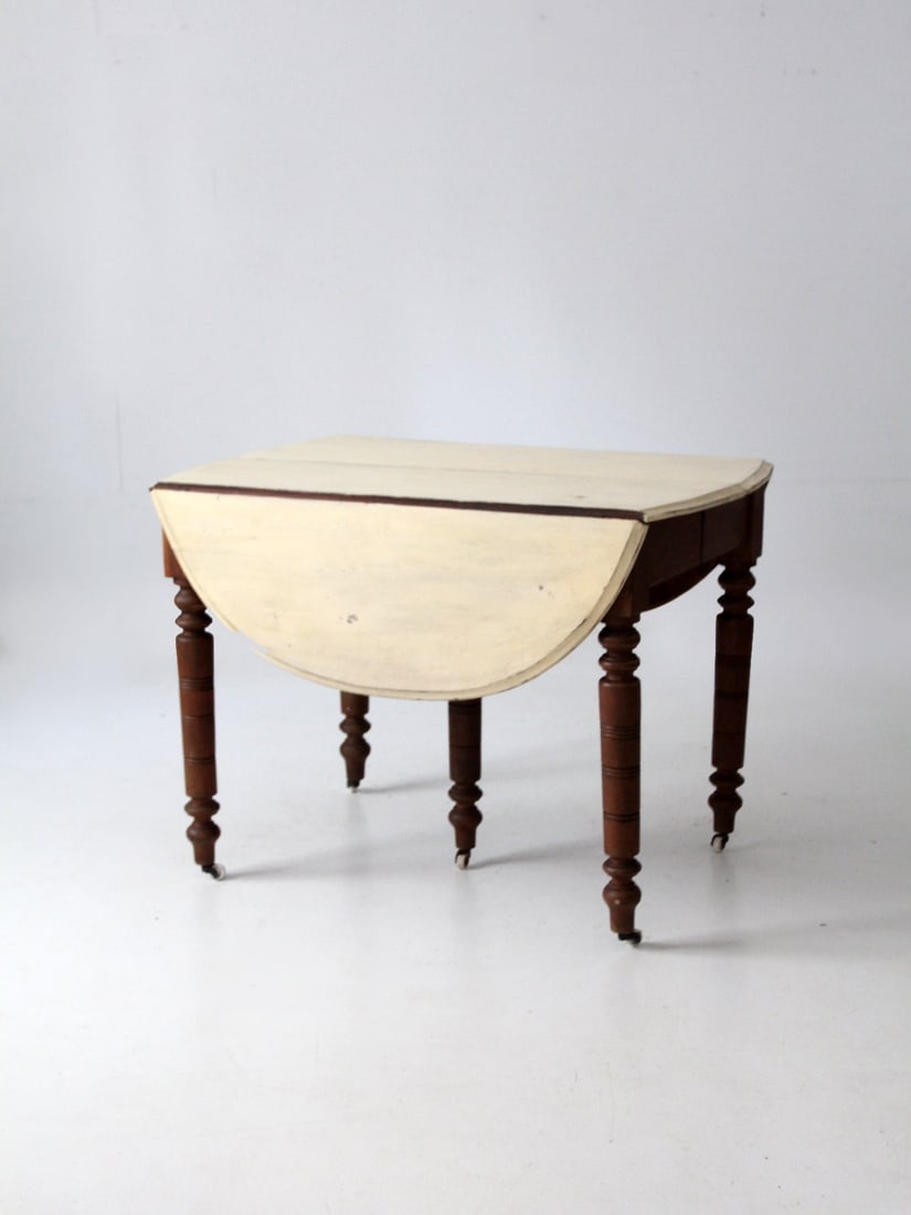 Antique Drop Leaf Dining Table with Five Turned Legs - 2