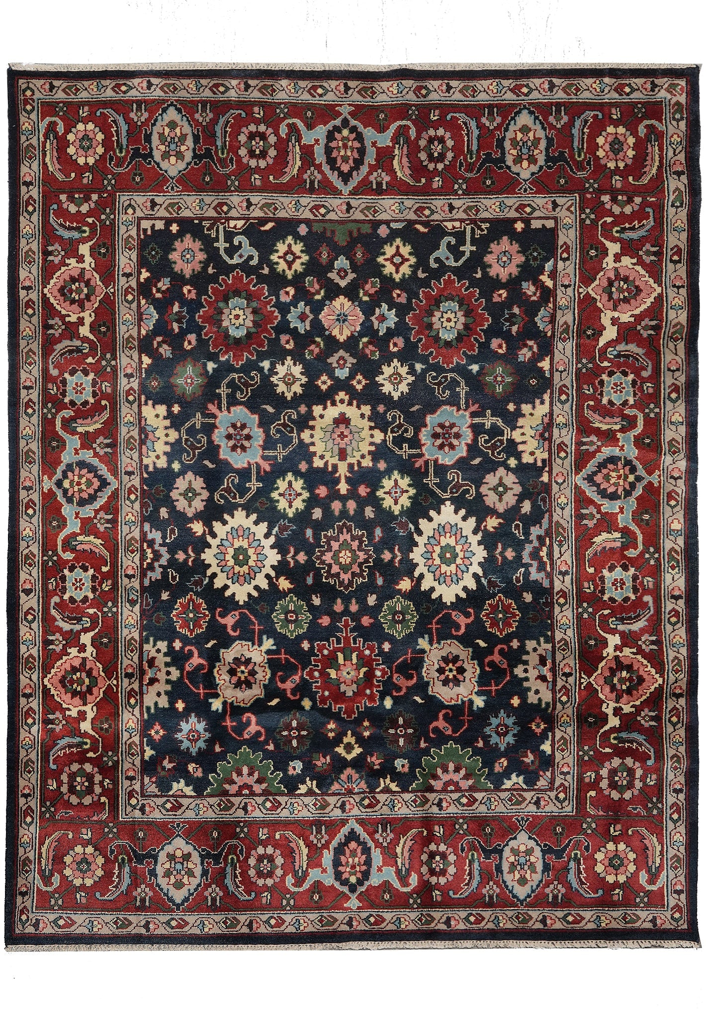 8 x 10 Handmade Persian Mahal Style Rug Antique Reproduction: 8 x 10 Handmade Persian Mahal Style Rug Antique Reproduction Free continental US Shipping This is an un-used handmade rug designed as an antique reproduction of a Persian Mahal. It features a traditio