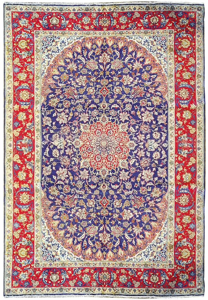 Persian Blue Najafabad Esfahan Rug 10.6 x 15.8 Feet Hand-Knotted (1 of 8)