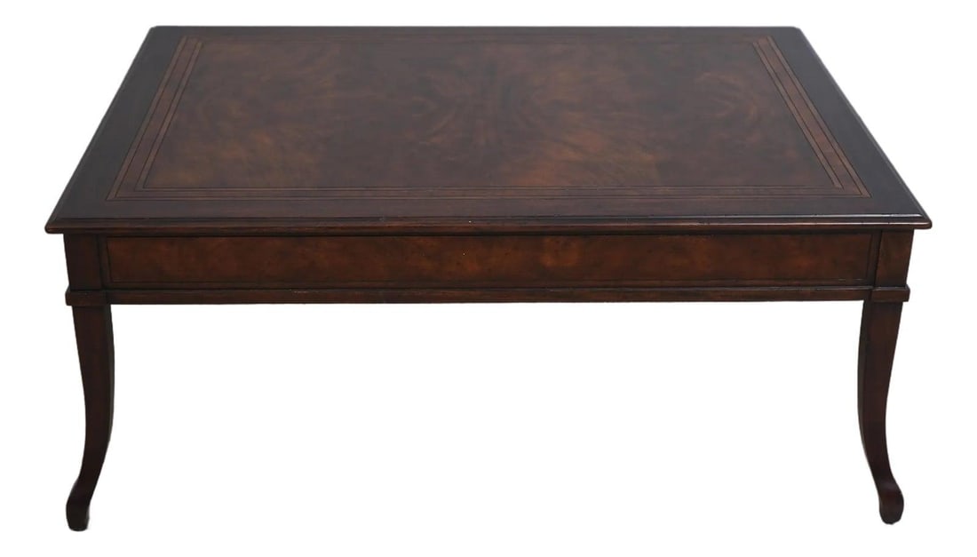 Mahogany Coffee Table with Two Drawers Italian Style by Theodore Alexander (1 of 10)