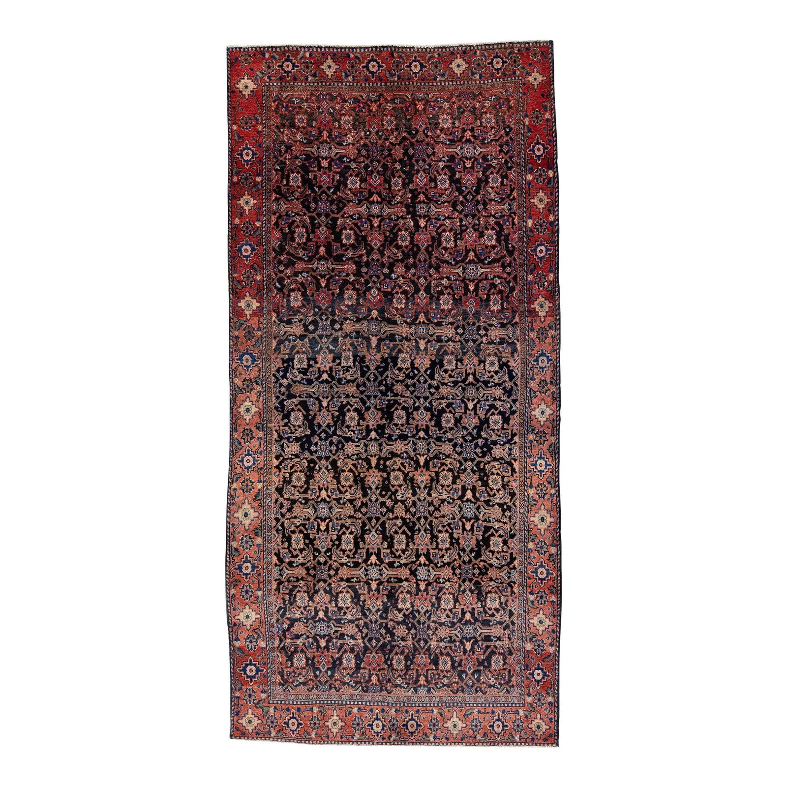 Vintage 1960s Persian Hamadan Red Medallion Wool Rug 5'3 x 11'1: Vintage 1960s Persian Hamadan Red Medallion Wool Rug 5'3 x 11'1 This beautiful vintage Persian Hamadan rug showcases a stunning hand-knotted wool construction with a vibrant red color field. The desig