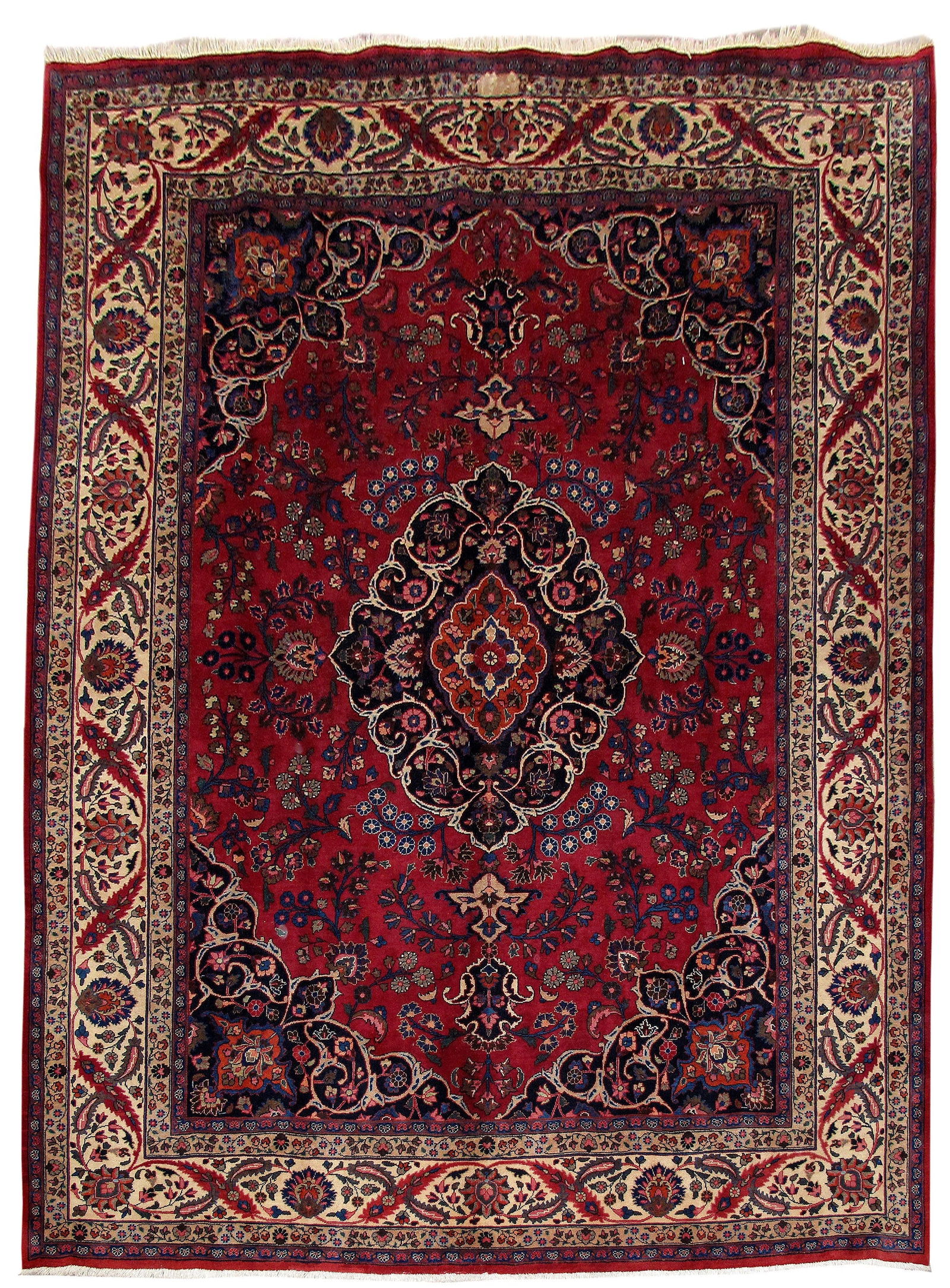 Handcrafted Wine Red Persian Mashad Rug 8' x 11': Handcrafted Wine Red Persian Mashad Rug 8' x 11' Free continental US Shipping Discover the elegance of this handcrafted Wine Red Persian Mashad Rug, measuring 8' x 11'. Created by skilled Persian arti