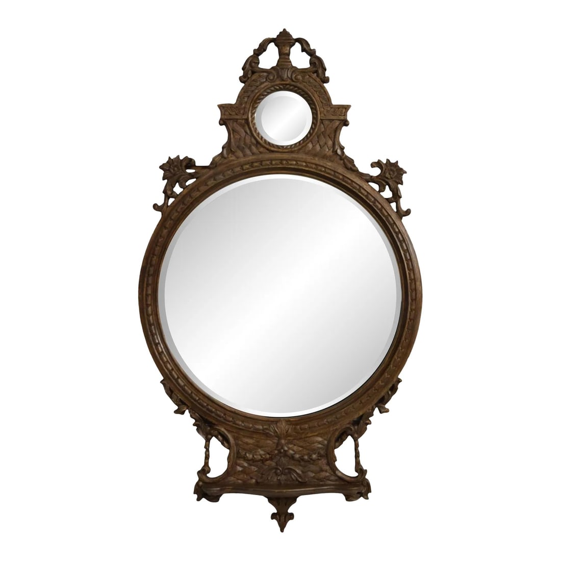 Elegant French Beveled Glass Mirror with Shelf in Gold (1 of 7)