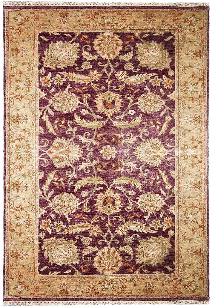 5' x 7' 10" Burgundy Peshawar Handmade Vegetable Dyed Wool Rug (1 of 7)