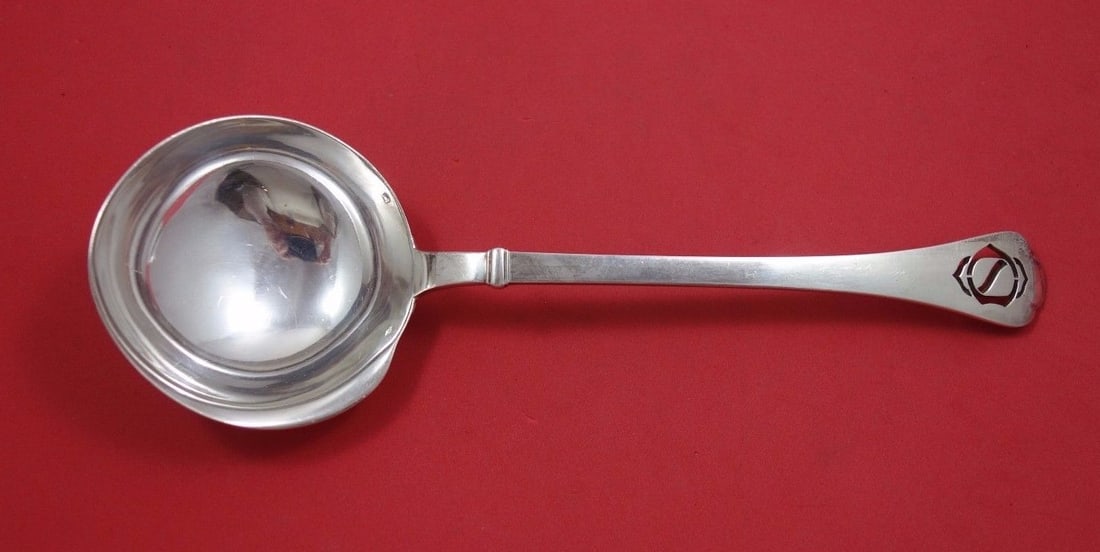 Richelieu Puiforcat Sterling Silver 10 Inch Bouillon Ladle with Pierced Monogram: Richelieu Puiforcat Sterling Silver 10 Inch Bouillon Ladle with Pierced Monogram Introducing the Richelieu Bouillon Ladle by Puiforcat, a stunning piece of French sterling silver flatware. This