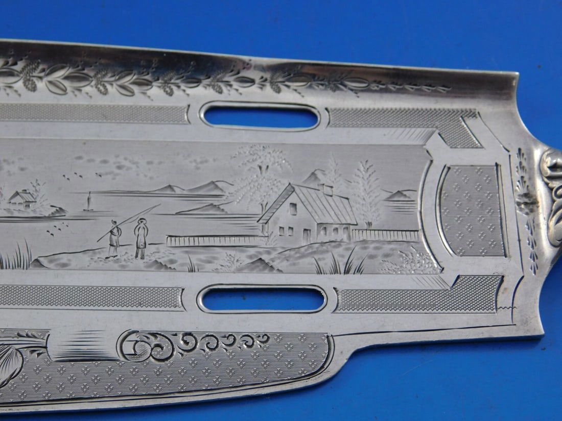 Albert Coles Leaf Pattern Coin Silver Fish Serving Set - 7