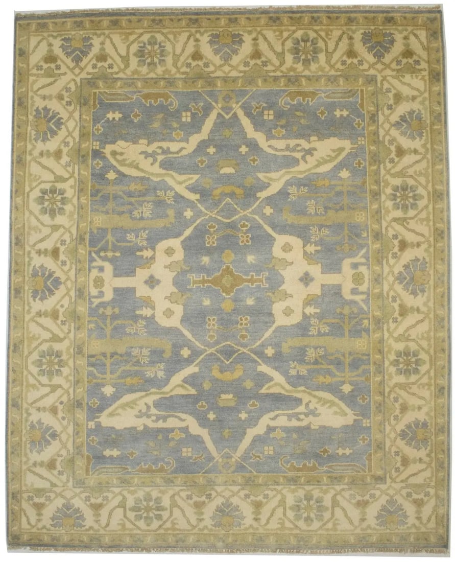 Handmade Oushak Area Rug 9'9 x 8'0 Floral Gray Wool Unique Design (1 of 18)