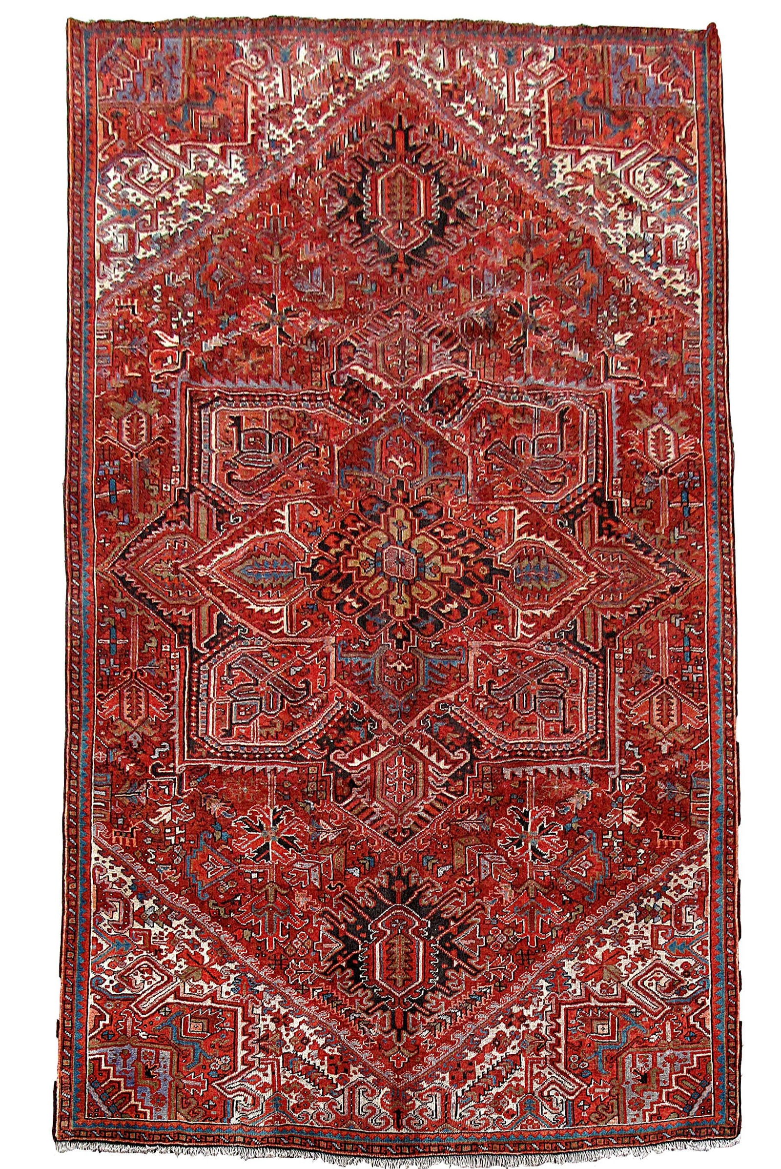 Persian Heriz Rug 7.8 x 11.3 Handwoven Red Area Rug Iran (1 of 6)
