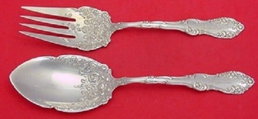 Towle Old English Sterling Silver Salad Serving Set 2pc Floral Design (1 of 1)