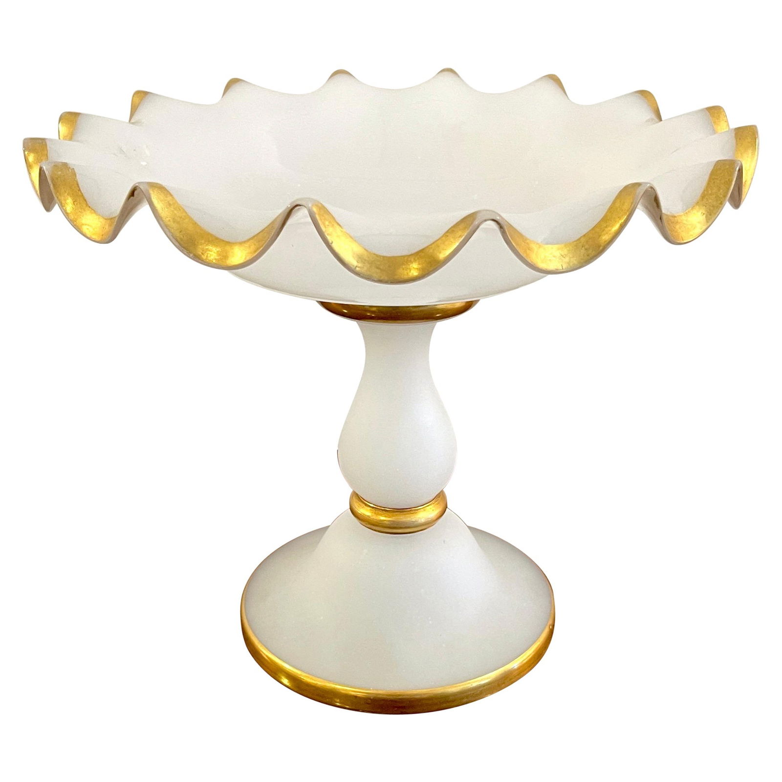 19th Century French High Victorian Gilt White Opaline Compote Tazza (1 of 7)