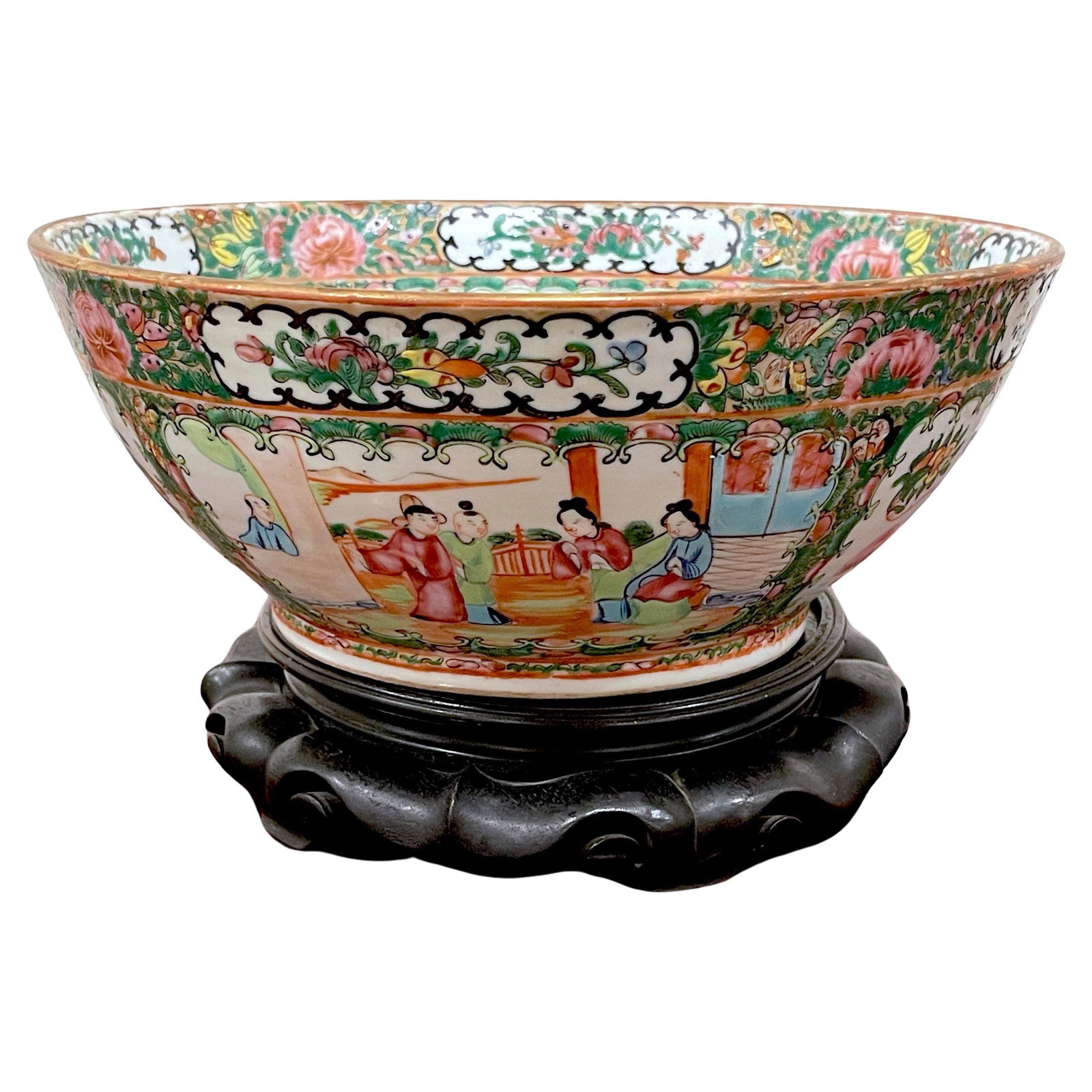 Antique 19th Century Chinese Export Rose Medallion Bowl with Stand (1 of 15)