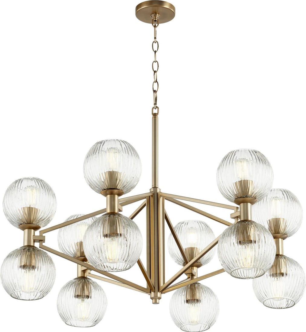 Cyan Helios Aged Brass Chandelier 12 Lights Vintage Style (1 of 2)
