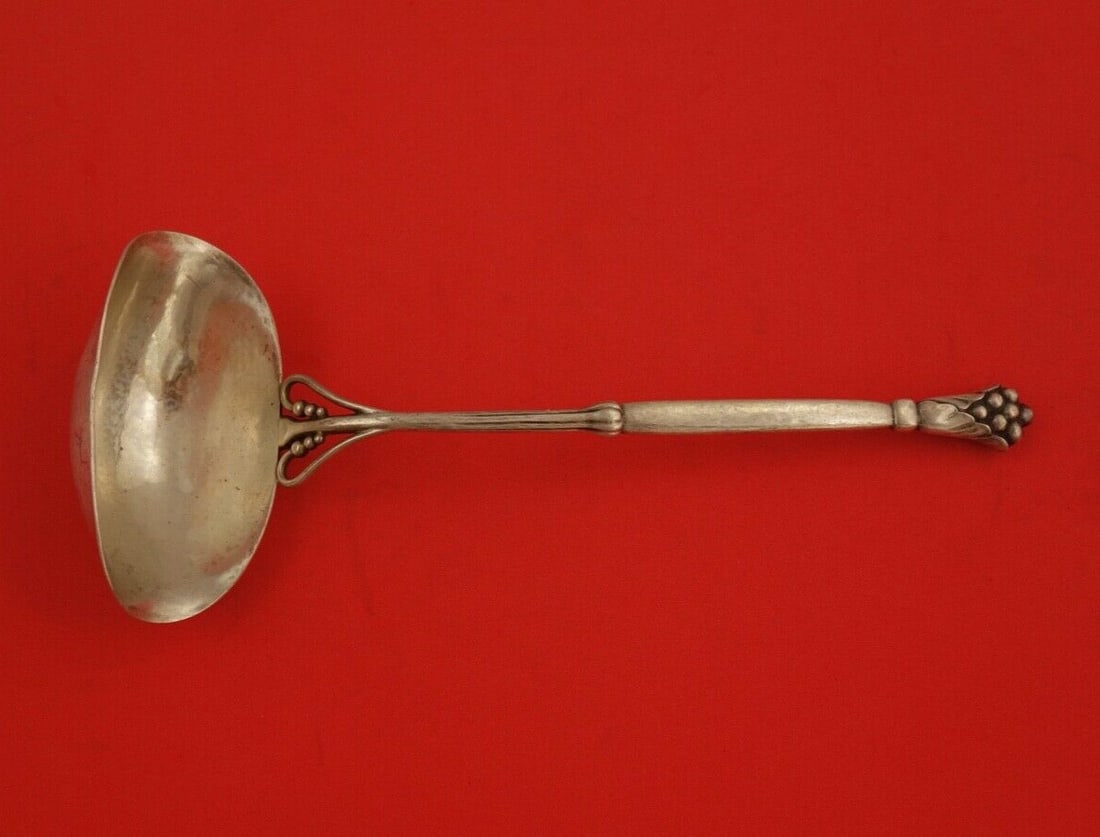 Georg Jensen Ornamental #128 Sterling Silver Gravy Ladle 7 7/8" GI Mark (1 of 2)