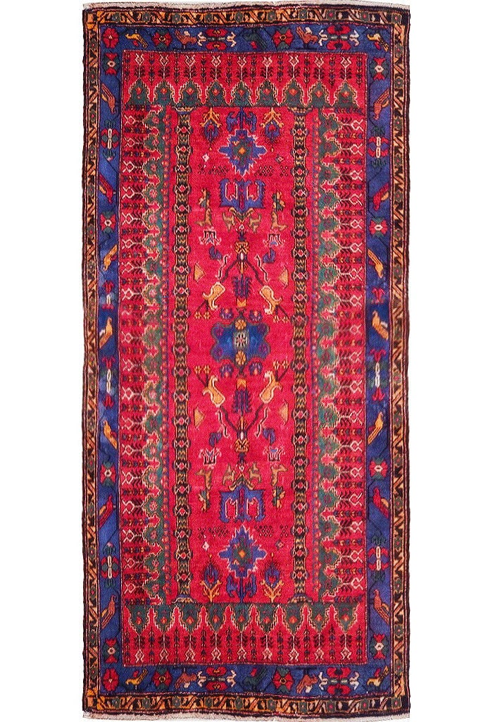 4.8 x 7.7 Red Semi Antique Russian Kazak Hand-Knotted Runner (1 of 11)