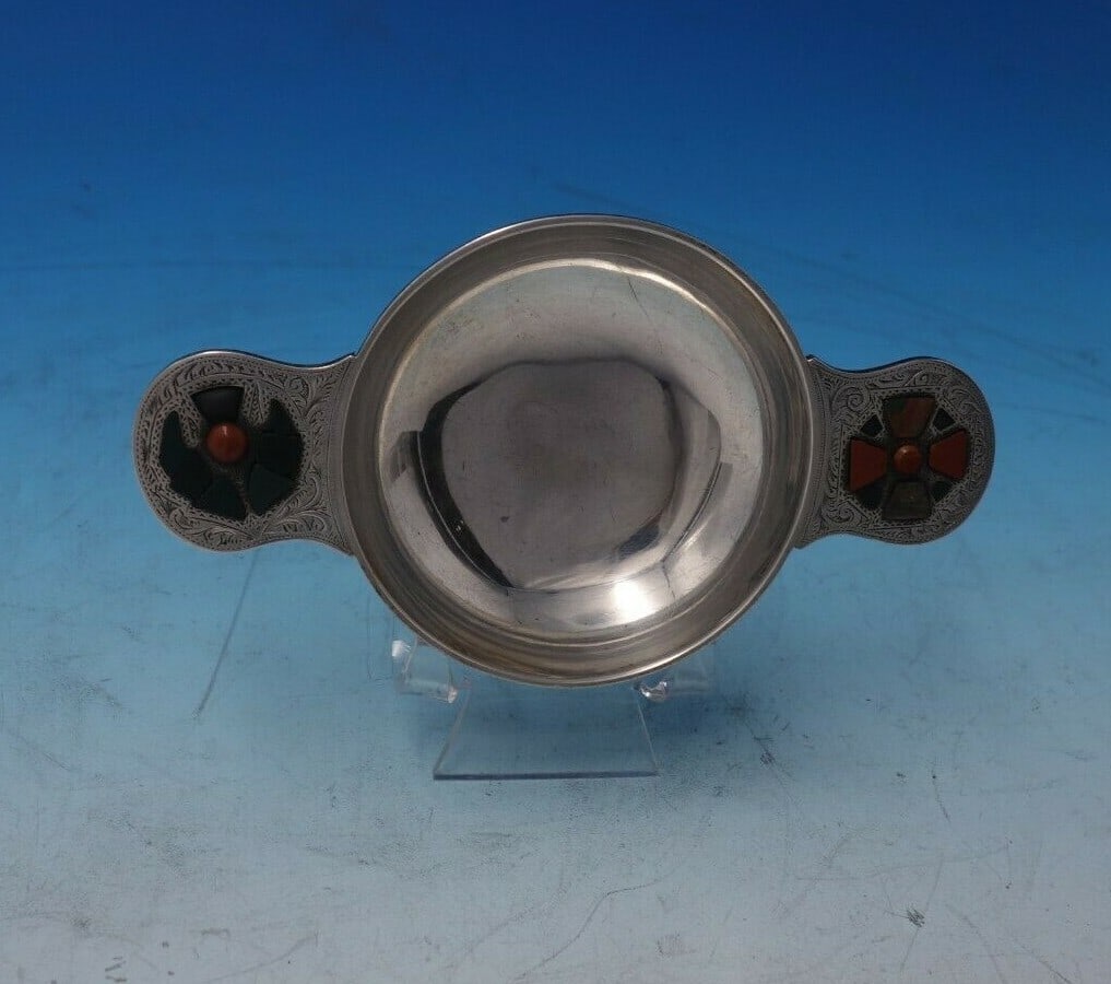 JF English Sterling Silver Wine Taster with Stones 1 x 5.5 x 3 (1 of 11)