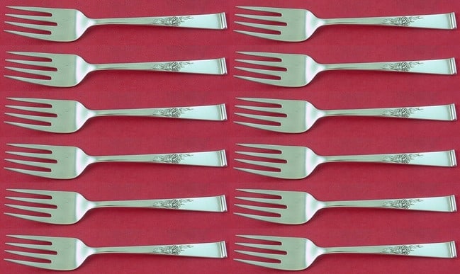 Reed and Barton Classic Rose Sterling Silver Salad Fork Set 12 pcs (1 of 3)