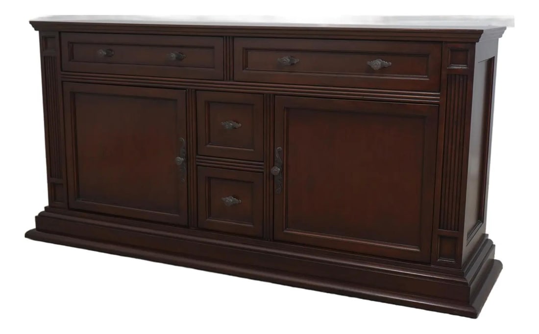 French Country Cherry Wood Entertainment Console Cabinet (1 of 10)